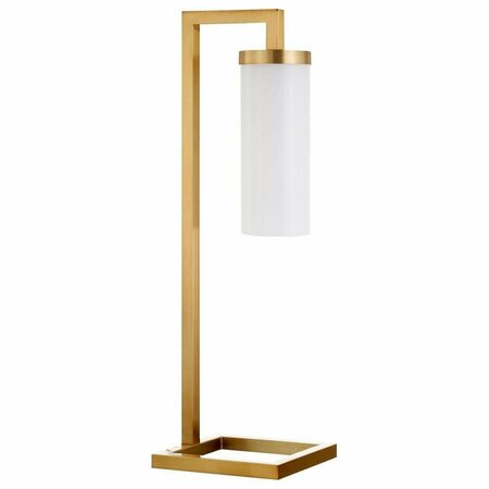 HENN & HART 9 W Malva Table Lamp with White Milk Glass Shade, Brass TL0899